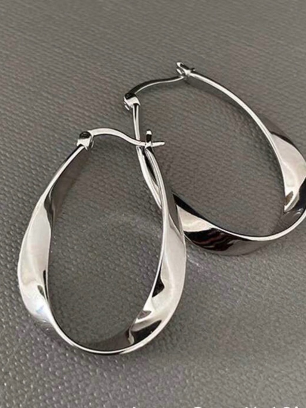 Silver Twisted Hoop Earrings - Elegant